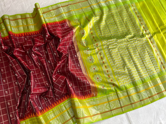 GADWAL PURE SILK CHECKS HANDLOOM SAREE