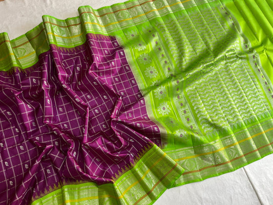 GADWAL PURE SILK CHECKS HANDLOOM SAREE