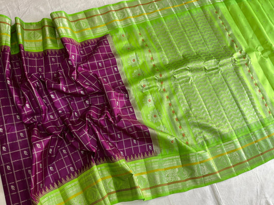 GADWAL PURE SILK CHECKS HANDLOOM SAREE