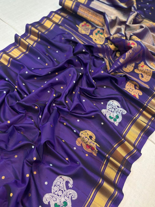 GADWAL PURE SILK MEENAKARI HANDLOOM SAREE